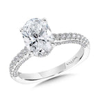 Straight Oval-Cut Hidden Halo Engagement Ring w/ Diamond Arch Undergallery — R2302W