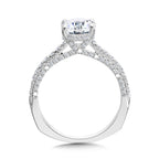 Straight Oval-Cut Hidden Halo Engagement Ring w/ Diamond Arch Undergallery — R2302W