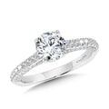 Straight Hidden Halo Engagement Ring w/ Diamond Arch Undergallery — R2303W