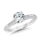Straight Hidden Halo Engagement Ring w/ Diamond Arch Undergallery — R2303W