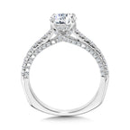 Straight Hidden Halo Engagement Ring w/ Diamond Arch Undergallery — R2303W