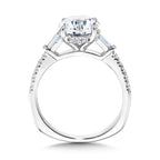 Baguette Accented & Hidden Halo Diamond Engagement Ring — R2306W