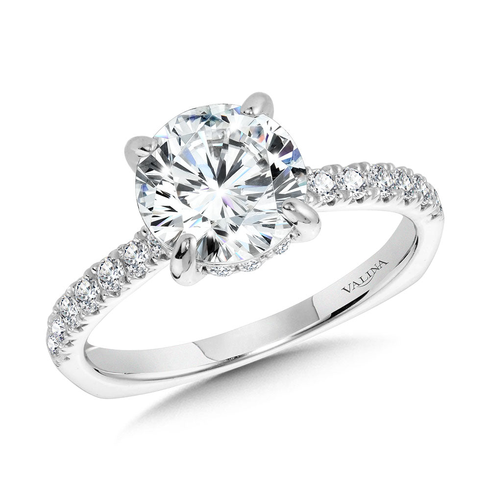Straight Hidden Halo Diamond Engagement Ring — R2311W