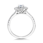 Oval-Cut Diamond & Vintage Milgrain-Beaded Halo, Split Shank Engagement Ring — R2315W-SR