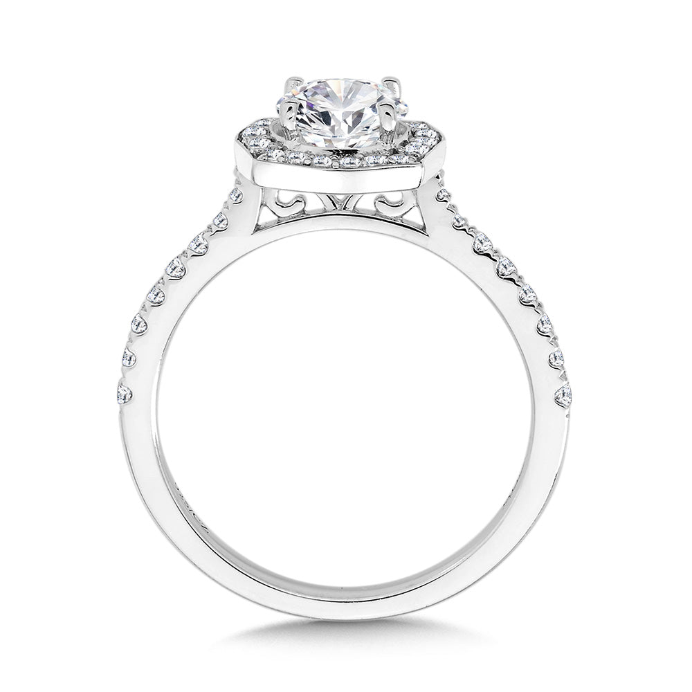 Fancy Cushion-Shaped Diamond Halo Engagement Ring — R2316W-SR