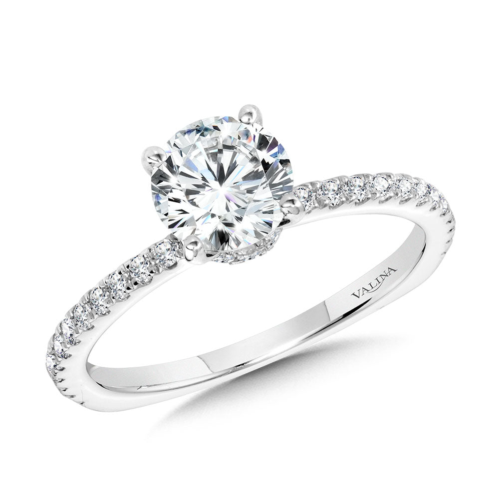 Straight Diamond Collar Engagement Ring — R2317W