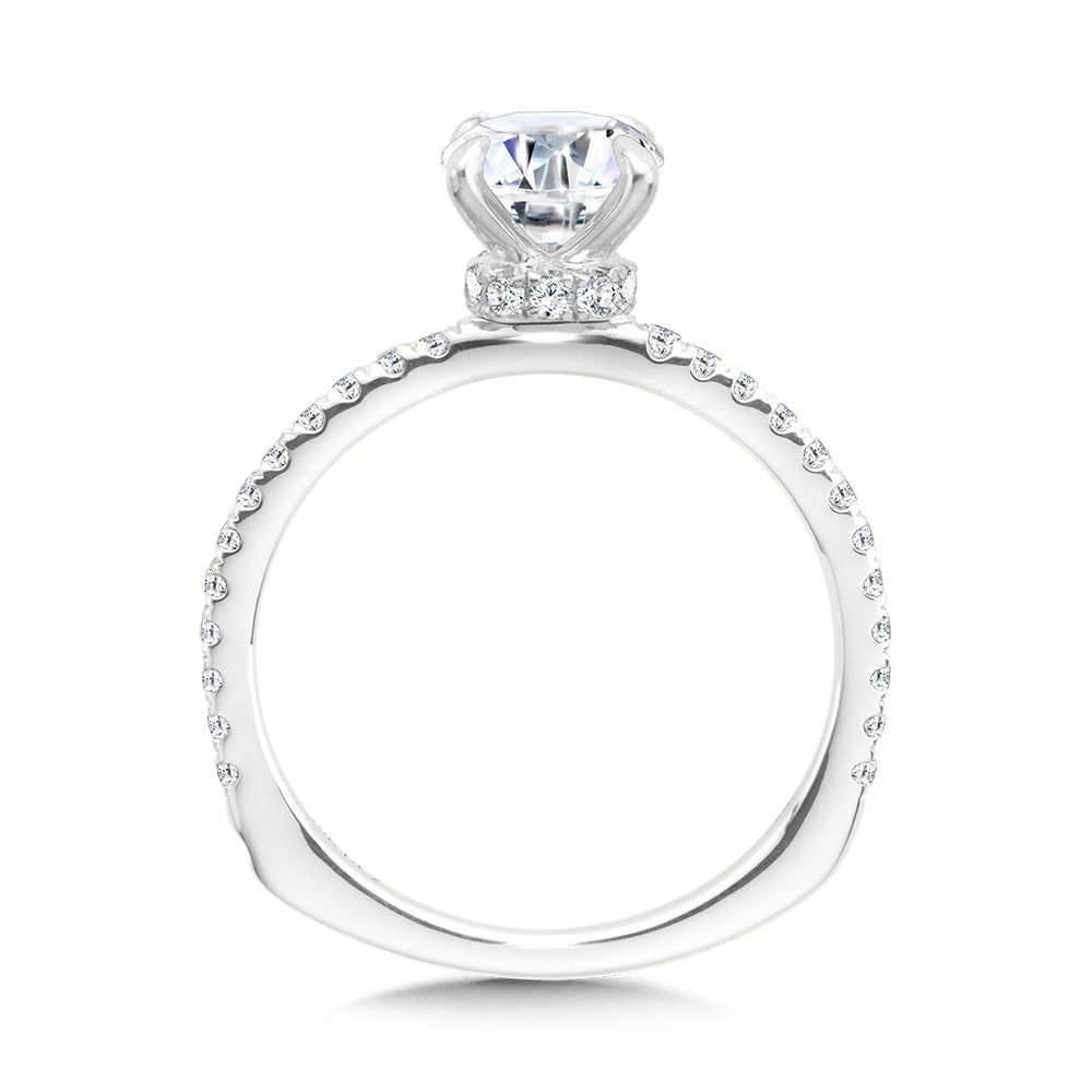Straight Diamond Collar Engagement Ring — R2317W