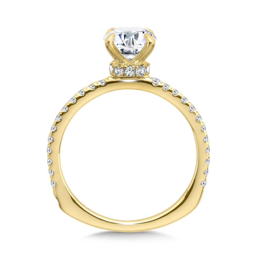 Straight Diamond Colar Engagement Ring — R2317Y