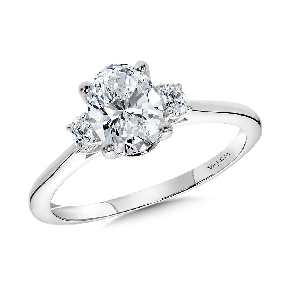 Three-Stone Oval-Cut Diamond Solitaire Engagement Ring — R2338W-SR