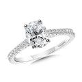 Straight Oval-Cut Diamond Engagement Ring w/ Hidden Halo — R2342W-SR