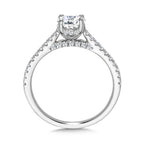 Straight Oval-Cut Diamond Engagement Ring w/ Hidden Halo — R2342W-SR