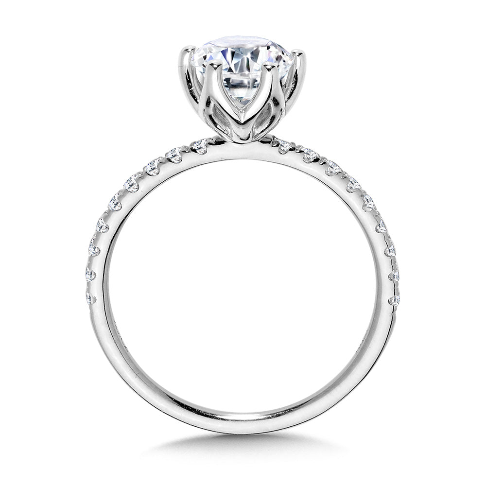 Straight 6-Prong Lotus Diamond Engagement Ring — R2343W-SR
