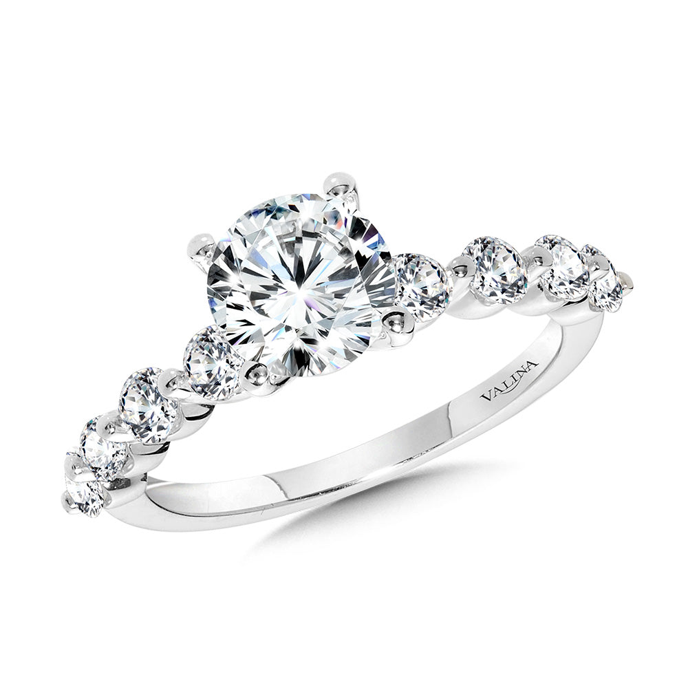 Straight Shared-Prong Diamond Engagement Ring — R2345W-SR