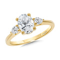 Pear-Accented Three-Stone Oval-Cut Solitaire Diamond Engagement Ring — R2355Y-SR