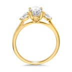 Pear-Accented Three-Stone Oval-Cut Solitaire Diamond Engagement Ring — R2355Y-SR