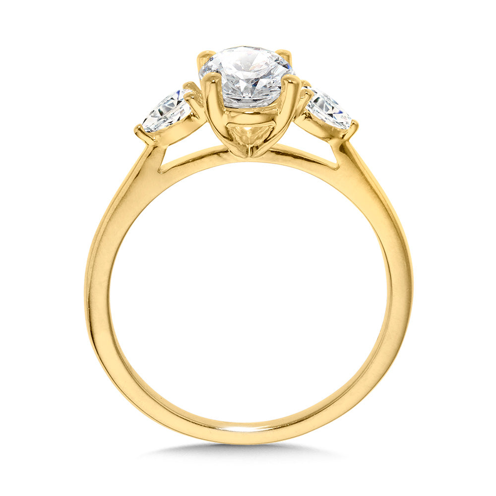 Pear-Accented Three-Stone Oval-Cut Solitaire Diamond Engagement Ring — R2355Y-SR