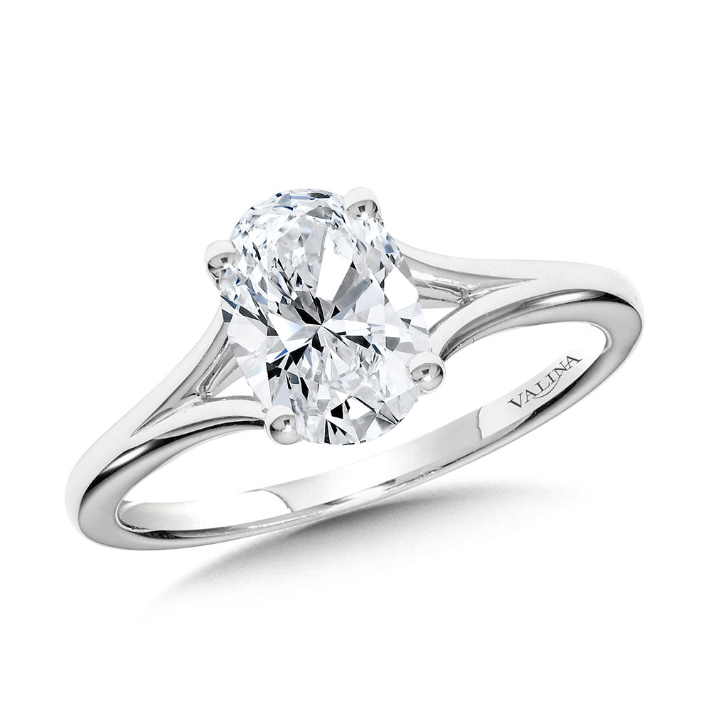 Oval-Cut Hidden Halo & Split Shank Diamond Engagement — R2366W-SR