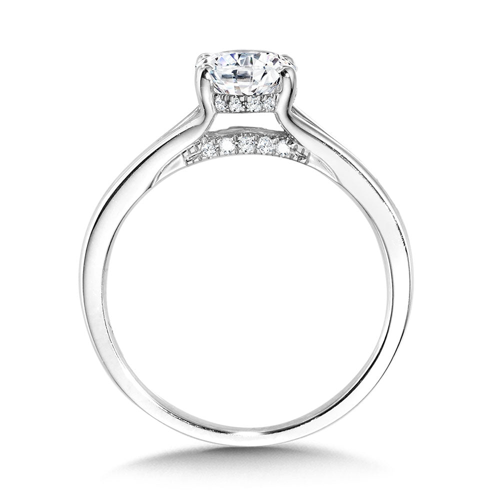 Oval-Cut Hidden Halo & Split Shank Diamond Engagement — R2366W-SR