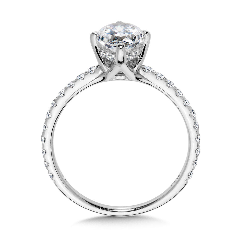 Straight Pear-Cut Hidden Halo Diamond Engagement Ring — R2367W-SR