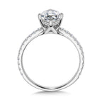 Straight Pear-Cut Hidden Halo Diamond Engagement Ring — R2367W-SR