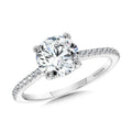 Straight Hidden Halo Diamond Engagement Ring w/ Cathedral Shoulders — R2368W-SR
