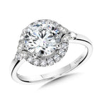 Marquise-Accented Diamond Halo Engagement Ring — R2373W-SR