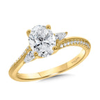 Pear-Accented Oval-Cut Diamond Bypass & Hidden Halo Engagement Ring — R2374Y-SR