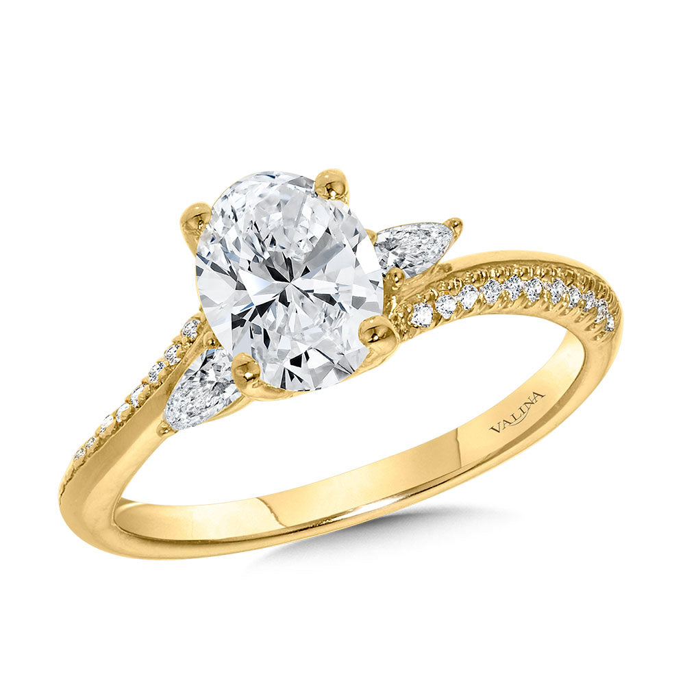 Pear-Accented Oval-Cut Diamond Bypass & Hidden Halo Engagement Ring — R2374Y-SR