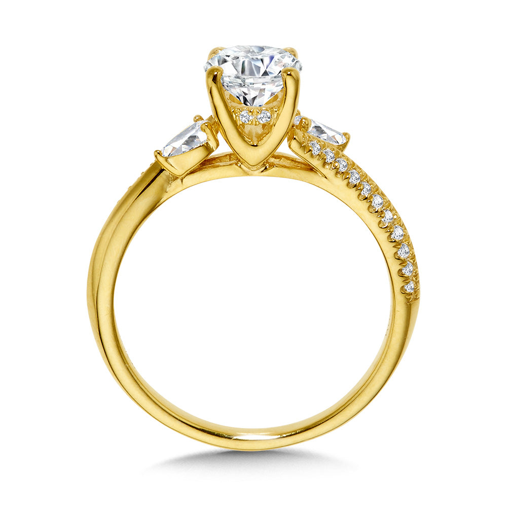 Pear-Accented Oval-Cut Diamond Bypass & Hidden Halo Engagement Ring — R2374Y-SR