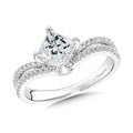 Princess-Cut Hidden Halo, Split Shank, & Chevron-Shaped Diamond Engagement Ring w/ Compass Prongs — R2378W-SR