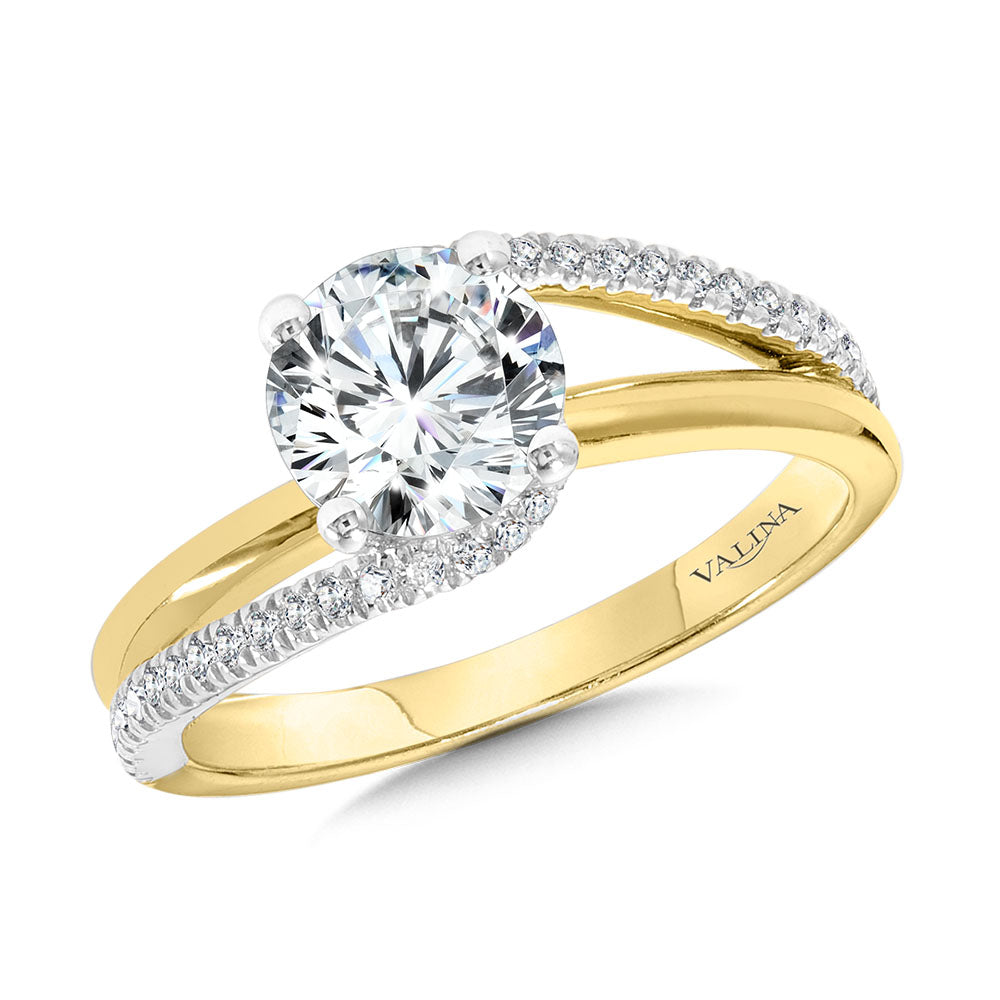 Two-Tone Bypass & Split Shank Diamond Engagement Ring — R2380YW-SR