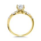 Oval-Cut Straight Side Stone Diamond Engagement Ring — R2382Y-SR