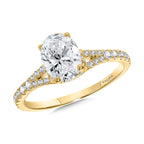 Oval-Cut Split Shank Diamond Engagement Ring w/ Chevron Cape — R2383Y-SR