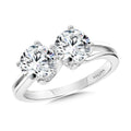 Round Double Center Stone & Hidden Halo Solitaire Engagement Ring — R2384W-SR