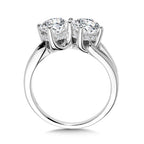 Round Double Center Stone & Hidden Halo Solitaire Engagement Ring — R2384W-SR