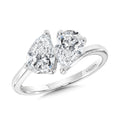 Pear-Cut Double Center Stone & Hidden Halo Solitaire Engagement Ring — R2386W-SR