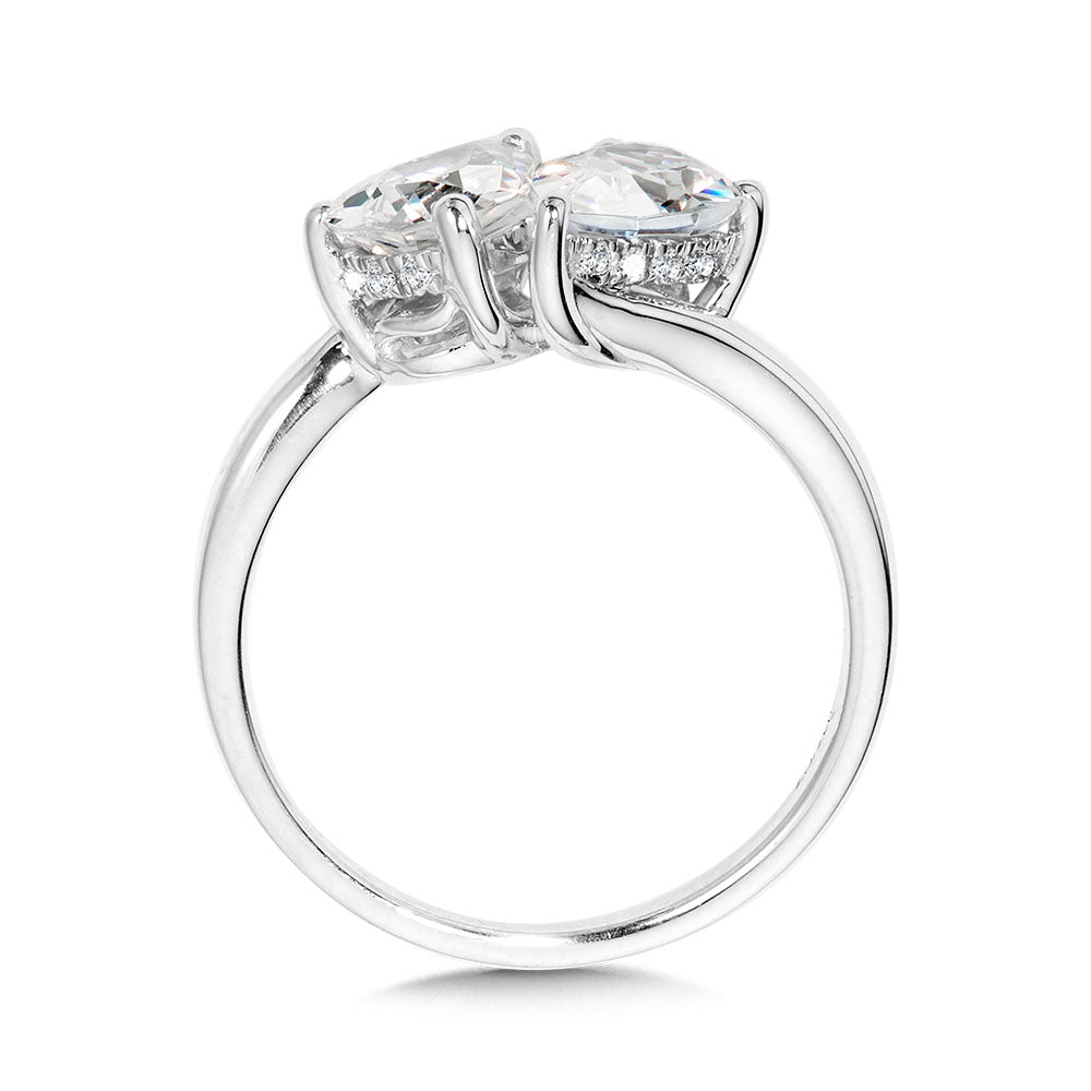 Pear-Cut Double Center Stone & Hidden Halo Solitaire Engagement Ring — R2386W-SR