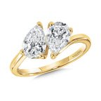 Pear-Cut Double Center Stone & Hidden Halo Solitaire Engagement Ring — R2386Y-SR