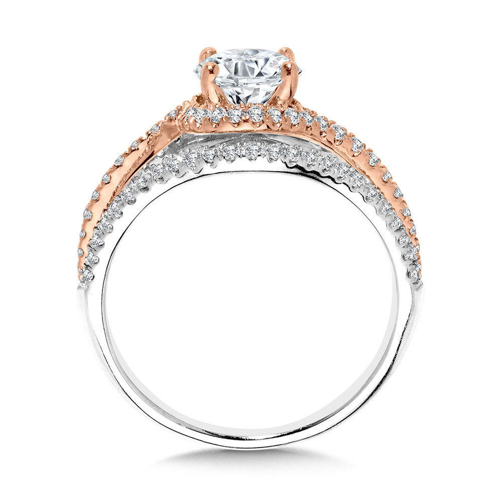 Two-Tone Spiral & Split Shank Diamond Engagement Ring — R2388WP-SR
