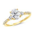 Oval-Cut & Pear-Accented Scalloped Diamond Engagement Ring — R2391Y-SR