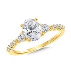 Oval-Cut & Pear-Accented Scalloped Diamond Engagement Ring — R2391Y-SR