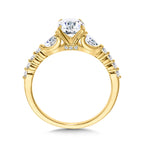 Oval-Cut & Pear-Accented Scalloped Diamond Engagement Ring — R2391Y-SR
