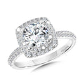 Cushion-Shaped Double Halo & Hidden Accents Diamond Engagement Ring — R2396W-SR