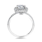 Cushion-Shaped Double Halo & Hidden Accents Diamond Engagement Ring — R2396W-SR