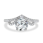 Arching Split Shank Chevron-Shaped Diamond Engagement Ring — R2399W-SR
