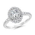 Graduating Double Halo & Tapered Shank Diamond Engagement Ring — R2405W-SR