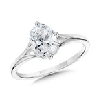 Oval-Cut Hidden Halo & Split Shank Diamond Engagement Ring w/ Compass Prongs — R2407W-SR