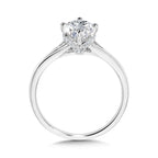 Oval-Cut Hidden Halo & Split Shank Diamond Engagement Ring w/ Compass Prongs — R2407W-SR