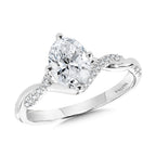 Oval-Cut Hidden Halo Crisscross Diamond Engagement Ring w/ Compass Prongs — R2412W-SR