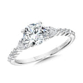 Pear-Accented Three-Stone Shared Prong Diamond Engagement Ring — R2413W-SR